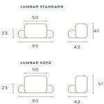 "Almohadas lumbares multicolor exhibidas en fila, diseñadas para ofrecer soporte ergonómico y estilo moderno en cualquier espacio de descanso."